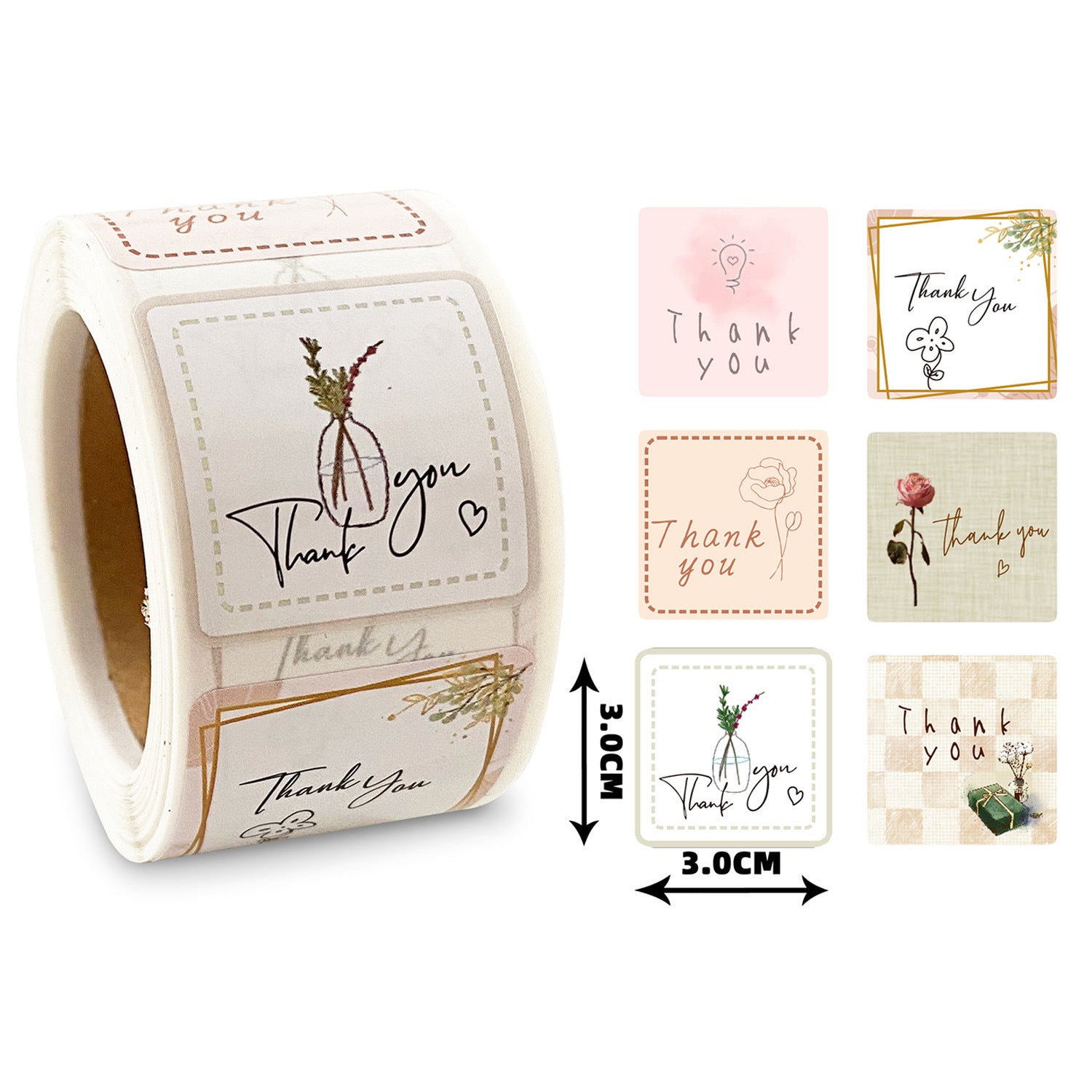300 Sheets White Square Self-Adhesive Seal Stickers