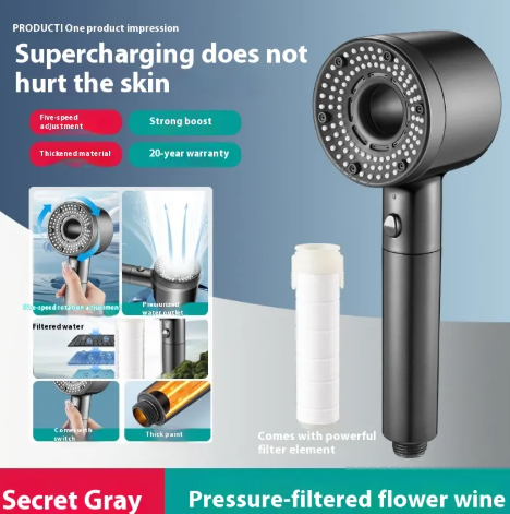 One-Click Water Stop Shower Head